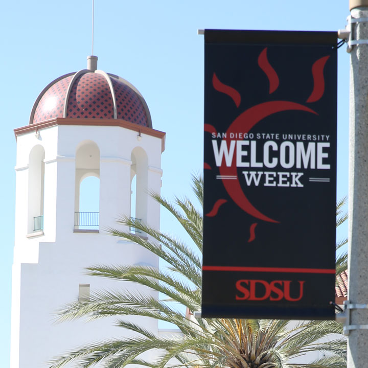 welcome week banner at student union