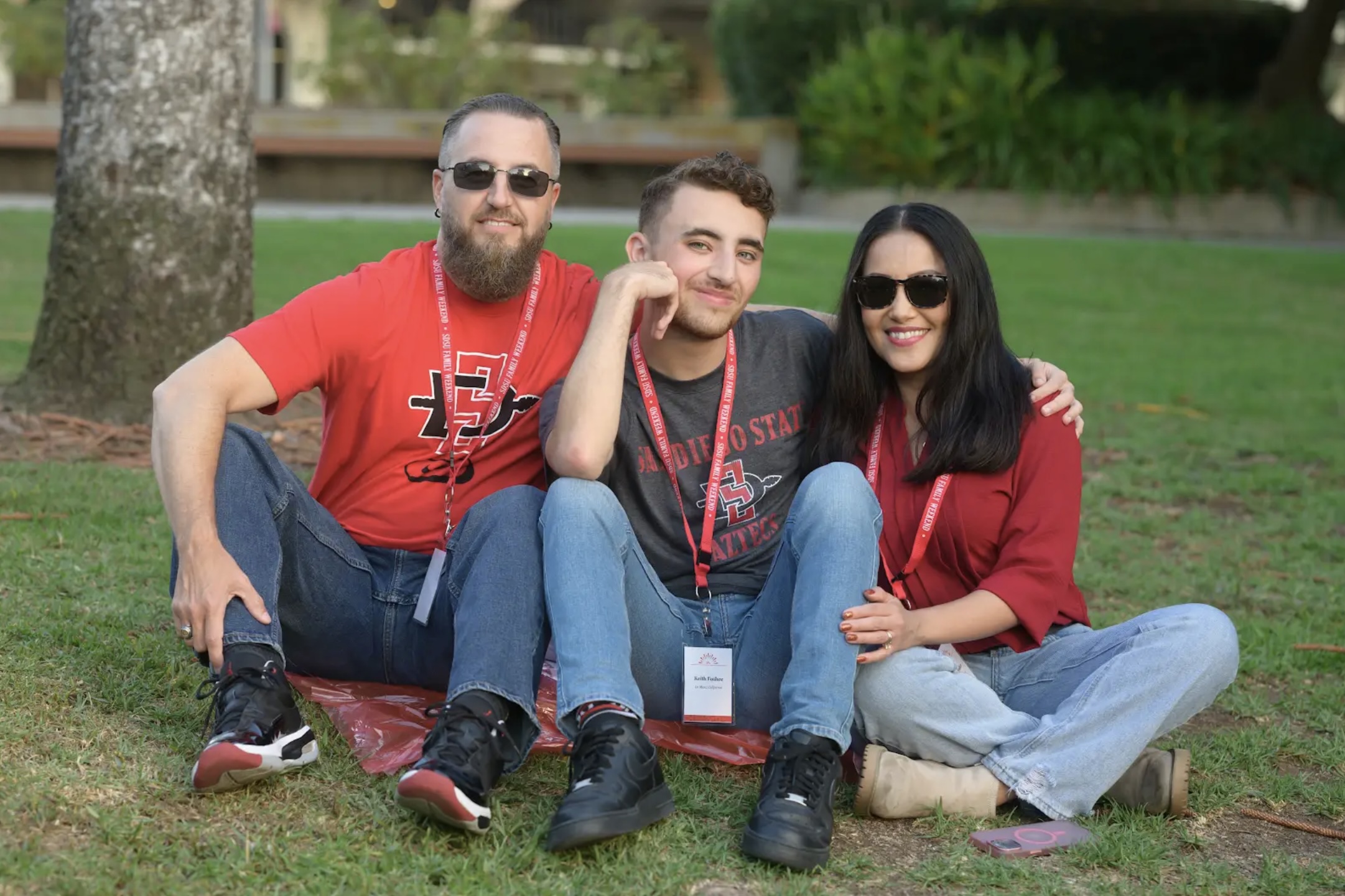 family on grass